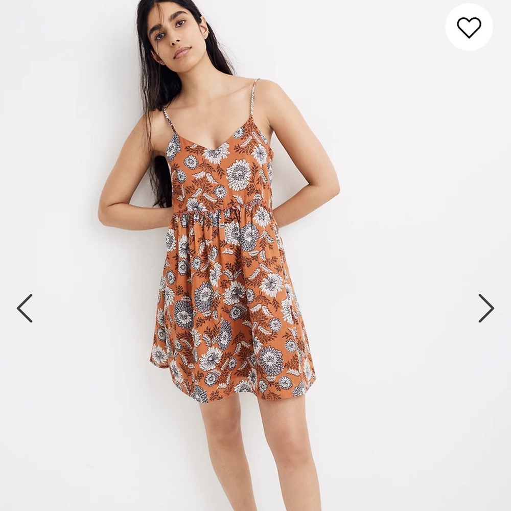 Madewell Ruffle-Waist Babydoll Cami Dress in Gathered Blooms floral NWT size XS